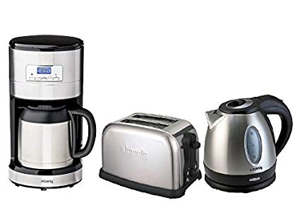 3er Frühstücks Set Wasser Kocher Kaffee Automat Maschine Aufsatz Toaster Vanille 
